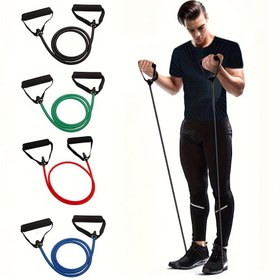 Resim 1 adet 5 Seviyeli Yoga Direnç Bantları Tutacaklı, Fitness Esneme İpi, Evde Egzersizler ve Güç Antrenmanı için, Pilates, Vücut Şekillendirme 