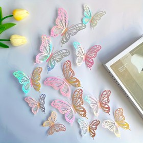 Resim Dekoratif Kelebek Duvar Sticker Seti - Düğün, Parti, Doğum Günü, Pasta Süslemesi ve Ev Dekorasyonu İçin Zarif Oyuk Kağıt Kelebek Duvar Çıkartmaları - Sanatsal Stil Duvar Süslemeleri 