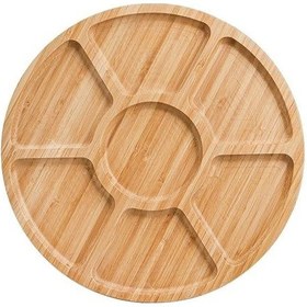 Resim 7 Bölmeli Servis Tabağı, 12" Bambu Parti Meze Tepsisi, Atıştırmalıklar, Meyveler, Sebzeler İçin 7 Bölmeli Yemek Tabağı, Partiler, Tatiller, Aile Yemekleri İçin Mükemmel Açık Gri 