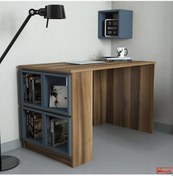 Resim Variant Variant Box Çalışma Masası - Ceviz / Mavi 