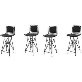 Resim Knsz orta boy tel bar sandalyesi 4 lü mağrur syhsyh sırt minderli 