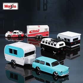Resim Maisto 1:64 Ölçekli Römork Araba Modeli, Alaşımlı Döküm 2'si 1 Arada Çekme Oyunu, ABS Malzeme, Karışık Renk, Koleksiyonluk Süs, Tatil Hediye Fikri 