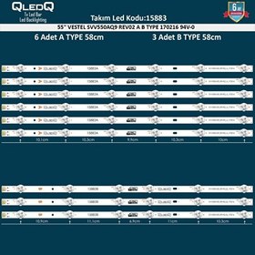 Resim QLEDQ Takım Led-83 (6xa-3xb) 55 Vestel SVV550AQ9 REV02 A B Type 170216 94V-0 