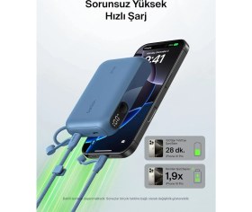 Resim Belkin BPB027HQBL Boostcharge 10.000 Mah 20W Usb-C Powerbank Dijital Göstergeli Taşınabilir Şarj Cihazı - Mavi 