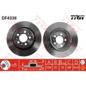 Resim TRW DF4338 Fren Diski Arka Xc90 02- Havalı 308Mm 