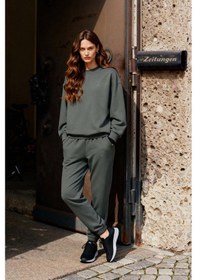 Resim Tommy Life Çağla Basic Pamuklu O Yaka Oversize Lastik Paça Kadın Eşofman Takım - 95287 Çağla 