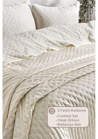 Resim Elart Porto Flame Yatak Örtüsü Tek Kişilik 180x240 Cm Krem Krem 