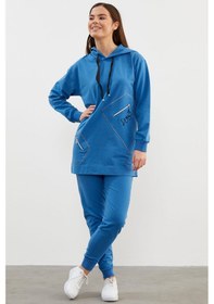Resim Oversize Kapüşonlu Eşofman Takım - Mavi 001 