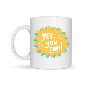 Resim Yes You Can Motivasyon Kupası Model 131 , Pozitif Mesajlı Porselen Kupa , Ilham Veren Tasarım , Ofis & Hediye Kupası 