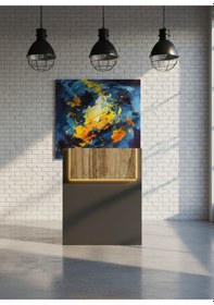 Resim Resital Ledli Karşılama Bankosu G-90 Cm Ofis Kasa Resepsiyon Masası Banko-003-4-2 