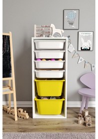Resim %100 Mdf - Large Mono 6 Sepetli Oyuncak Dolabı Sarı 