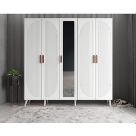 Resim Dustin Membran 5 Kapaklı Portmanto Montaj Dahil Beyaz 200 Cm 