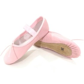 Resim Yıldız Bale Kostüm ve Spor Ürünleri Pembe Deri Tek Taban Bale Patiği 