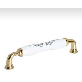 Resim Porcellana Perla Porselen Kulp-dolap-çekmece-mobilya-mutfak Dolabı-çocuk Odası-safir128mm(12,8CM)-beyaz-altın-stk5265 