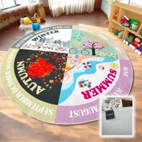 Resim Seasons And Months Dijital Çocuk Halısı Anaokulu, Kreş Ve Oyun Alanı İçin Kaymaz, Yumuşak Zemin Multi 