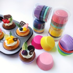 Resim 100 Adet, Renkli Pişirme Cupcake Kağıtları, Kek Ve Muffinler İçin Yağ Geçirmez Kağıt Kaplar, Çikolata Glütenli Pirinç Kağıdı Tutucu, Mutfak Aletleri 