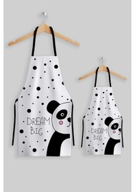 Resim Ays Home Panda Anne Çocuk Leke Tutmaz Mutfak Önlüğü 5 - 9 Yaş Beyaz 