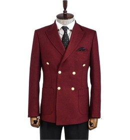 Resim Wessi Kruvaze Slim Fit Bordo Erkek Ceket Bordo 