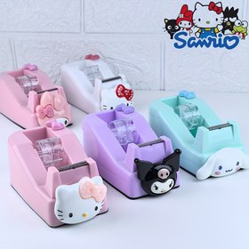 Resim IP 1 Paket Şeker Renkli Masaüstü Şeffaf Bant Tabanı, Sevimli Çizgi Film Sanrio Sağlam ABS Malzeme Kurdele Dağıtıcısı ve Tutucu - Günlük Kullanım İçin Mükemmel Hediye 