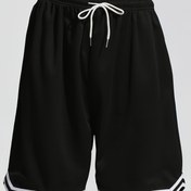 Resim Erkekler için Hafif Basketbol Şortları - Siyah ve Gri, Elastik Bel Bandı ve İpli, Polyester, Koşu, Antrenman ve Günlük Kullanım için İdeal 