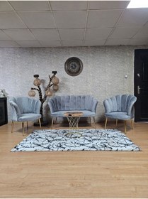 Resim ZAFİR Papatya Çay Seti Koltuk Takımı Gold Sivriltme Ayak, Balkon, Salon, Ofis, Cafe Koltuk Takımı 