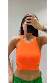 Resim Mis toptan Kadın Turuncu Triko Crop 