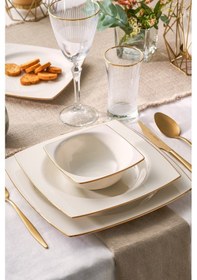 Resim Emsan Karmen 60 Parça 12 Kişilik Yemek Takımı Kare Gold 