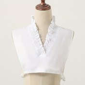 Resim Günlük giyim için çok yönlü bir aksesuar olan Kadınların Zarif Büzgülü Dantel Takılan Yaka, Derin V Yaka Sahte Yaka, İç Katman Dekoratif Boyun Takısı 