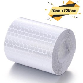 Resim Printhome Reflektif Fosforlu Şerit Bant 10cmx120cm Beyaz Petekli Reflektör 