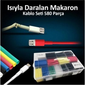 Resim Tozlu Pazar Makaron Kablo Seti Isıyla Daralan Düzenleyici Tamir Seti 560 Parça Kablo Toplayıcı Kaplama Kiti 