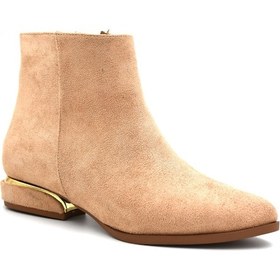 Resim Park Moda Alçak Topuklu Fermuarlı Günlük Kadın Bot Vizon Vizon 