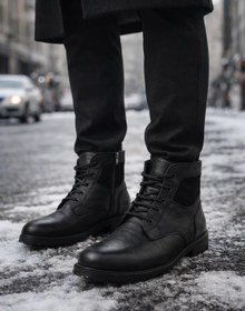 Resim Timsah Desen Hakiki Deri Fermuarlı Soğuk Geçirmez Ped İşleme Baba Genç Klasik Tommy Tarz Bot 