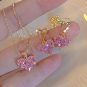 Resim 3 parça/set Tatlı Şık Moda Y2K Aşk Küpe Kolye İki-in-bir Takı Seti Kadınların Günlük Eşleştirme, Buluşma, Tatil, Parti, Arkadaşlar, Aile ve Sevgililer Günü, Noel, Her Mevsim için Hediye 