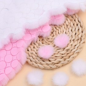 Resim 100 adet 3.51cm Sahte Mink Kürk Pom Aksesuarları, Beyaz ve Pembe Polyester Pom Pomlar, DIY Giyim, Saç Aksesuarları ve El Yapımı Zanaatlar için 
