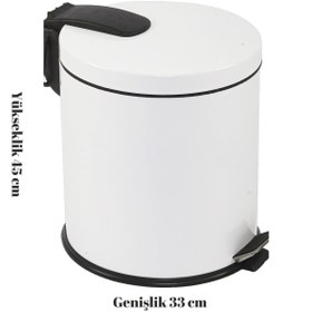 Resim GörSeç 30 Litre Beyaz Çöp Kovası Paslanmaz Pedallı Çöp Kutusu Ayaklı 30 Lt Ofis Lüks Mutfak Bahçe Kovası 