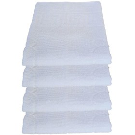 Resim 4 Lü Ayak Izli Banyo Paspas 100 Pamuklu Ayak Havlusu Beyaz 