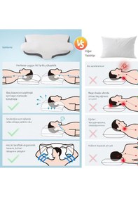 Resim Boyun Desteği İçin Ultra Fıtık Ağrı Soğutma Yastığı, Ayarlanabilir Servikal Yastık Rahat Uyku, İcin Ergonomik Konforlu Hafızalı Köpük Yastıklar Giri Beyaz 
