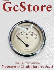 Resim gcstore Motometer Civalı Hararet Saati 2Mt 60mm Orijinal Alman Malı Eski Üretim (40°C-120°C İkazl) Germany 