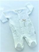 Resim Baby Boss Flowers Nakışlı Fistolu Patikli Kapitone Tulum Ekru 