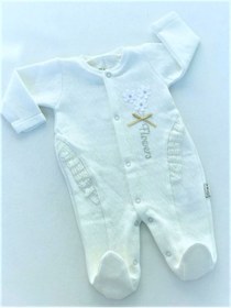 Resim Baby Boss Flowers Nakışlı Fistolu Patikli Kapitone Tulum Ekru 