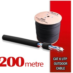 Resim Qport Yüksek Bakır Utp 23Awg 0.58 MM Dış Ortam Cat6 Outdoor Kablo 200 Metre 