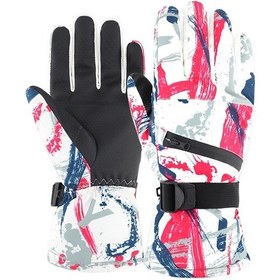 Resim Kış Termal Kayak Eldivenleri Açık Su Geçirmez Kadife Eldiven Kalınlaşma Dokunmatik Ekran Motosiklet Eldivenleri, Boyut: Xl Kırmızı Karışık/Çok Renkli 