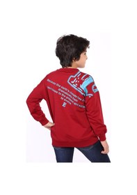 Resim Toontoy Kids Toontoy Erkek Çocuk Relax Fit Bisiklet Yaka Düşük Omuz Baskılı Sweatshirt - 2 İplik Bordo 