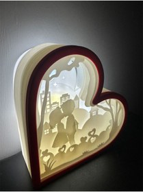Resim Home DGRK 3D VALENTİNES DAYS Özel Basım Özel Filament Işıklı Gölge Kutusu özel tasarım gece lambası 