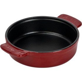 Resim Lava Döküm Yuvarlak Güveç Kabı Döküm Demir Yekpare Çift Kulplu Çap Ø 14cm.-bordo Bordo 