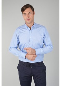 Resim Bisse Erkek Regular Fit Pamuk Klasik Mavi Gömlek Gmkls252132 D35 Mavi 