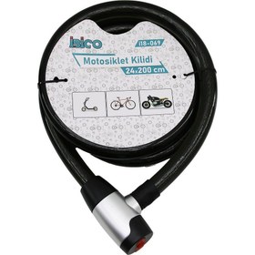Resim Mcreative ANAHTARLI METAL KAPLAMA KAFAÇEK-İT KİLİT KAPAKMOTOR - BİSİKLET KİLİT ÇELİK TELSİYAH ŞEFFAF KILIF24MMX200CM (4604) 