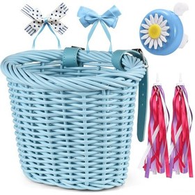 Resim Youmex Küçük Mavi Çocuk Bisikleti Aksesuar Seti: Plastik Simülasyon Lülep Sepet, Zil, Akıllı, Sticker Ve Bowknot İle 12-18 İnç Bisikletlere Uygun Açık Mavi 