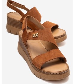Resim Luvishoes Sophıe Taba Süet Hakiki Deri Kadın Dolgu Topuklu Sandalet Taba 