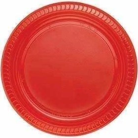Resim Tabak Çeşitleri-Kırmızı Plastik Tabak 22 cm 25LI-6531 